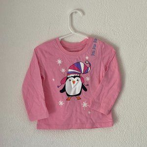 3/$10 Girls Comfortable The Children's Place Penguin Long Sleeve Shirt 18M NWT